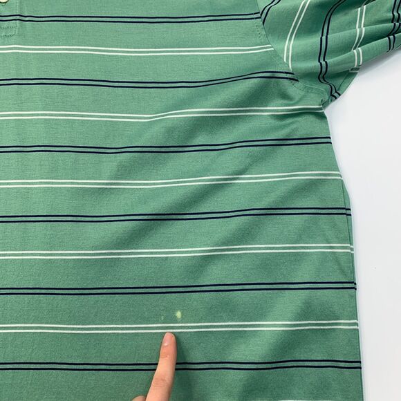 Brooks Brothers Polo Shirt Mens L Large Green Striped Performance Knit Cotton * - Picture 7 of 10